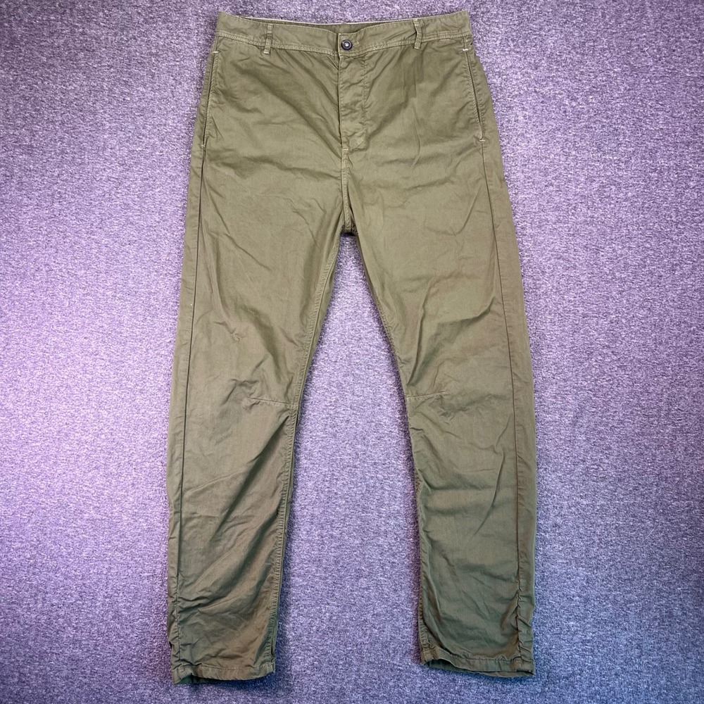 Zara Man Pants Mens 32 Olive Green Casual‎ Tapered Chinos Sport Wear Fit34.5x29